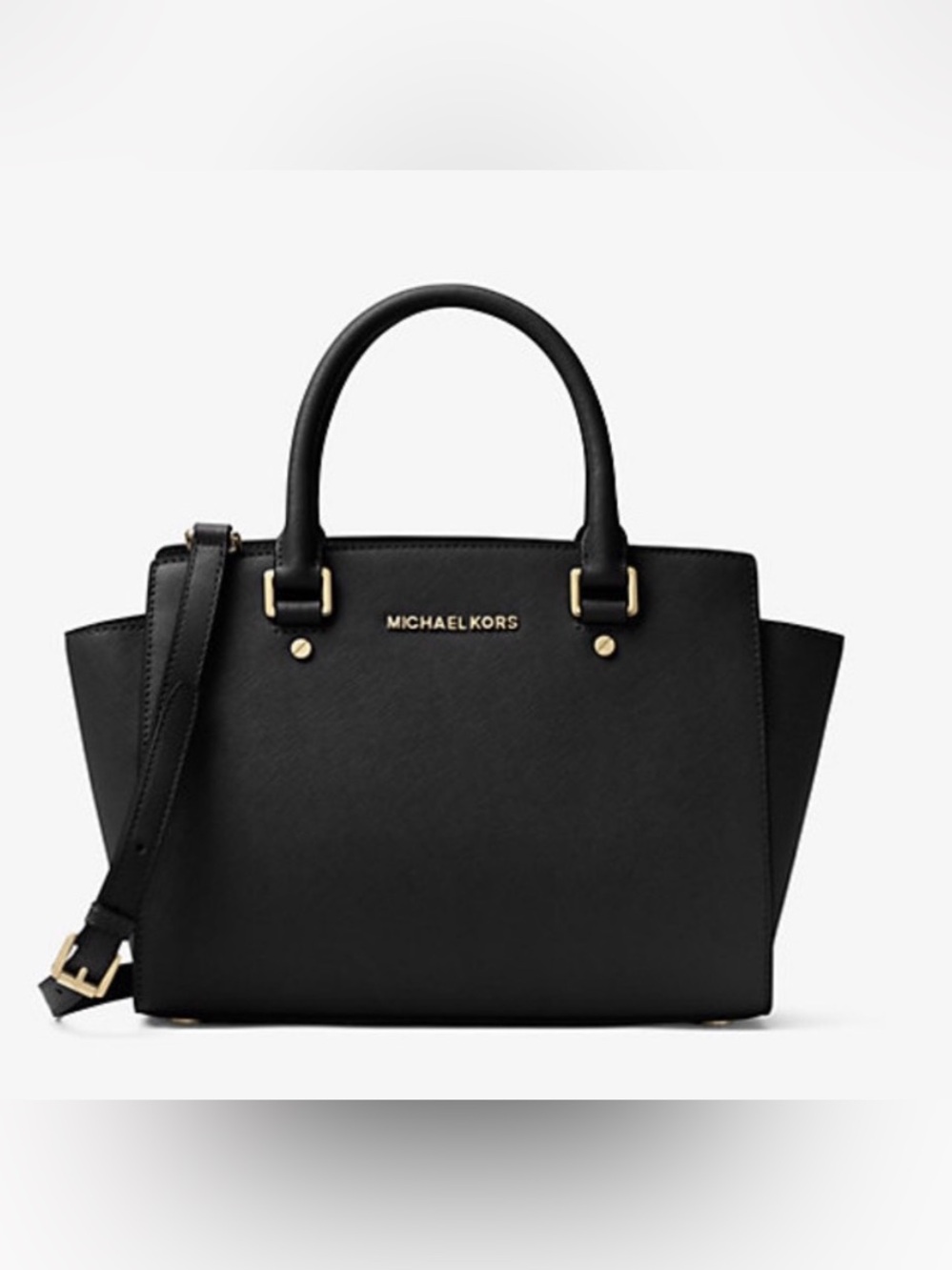 Michael Kors Black Saffiano Leather Tote with Gold Hardware